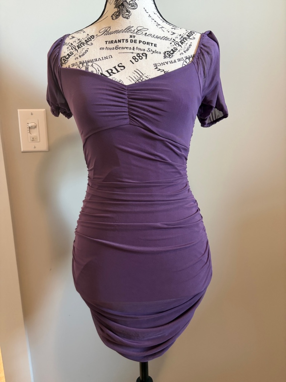 Windsor Purple Ruched Off-Shoulder Mini Bodycon Dress
